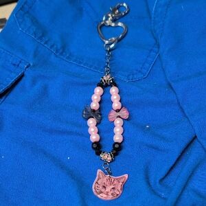 Pink Cat Charm Key Holder